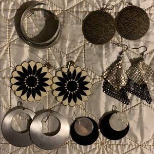 Six pair of vintage earrings